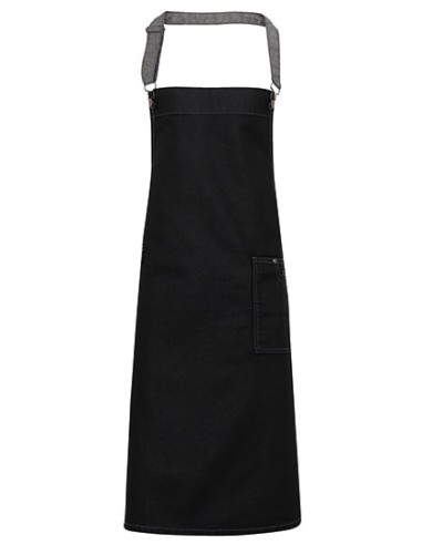 P-PR134-District Waxed Look Denim Bib Apron